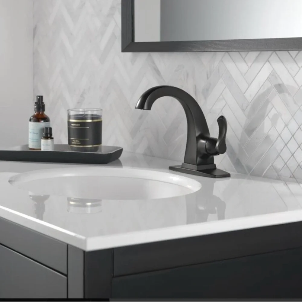 Delta Kahlo Matte Black Curved Single-Handle Bathroom Faucet 15841LF-BL New